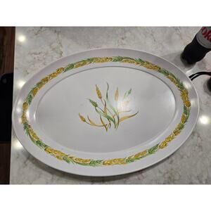 Vintage Brookpark Melamine Serving Platter 21" x 15" Wheat Sheaves Pattern  MCM